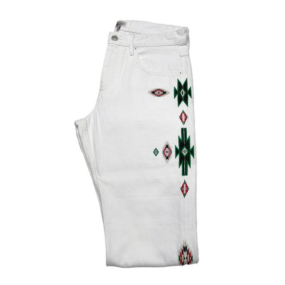 Isabel Marant Jasper Native Embroidered Denim Jeans -  White | 32 - Picture 2 of 12
